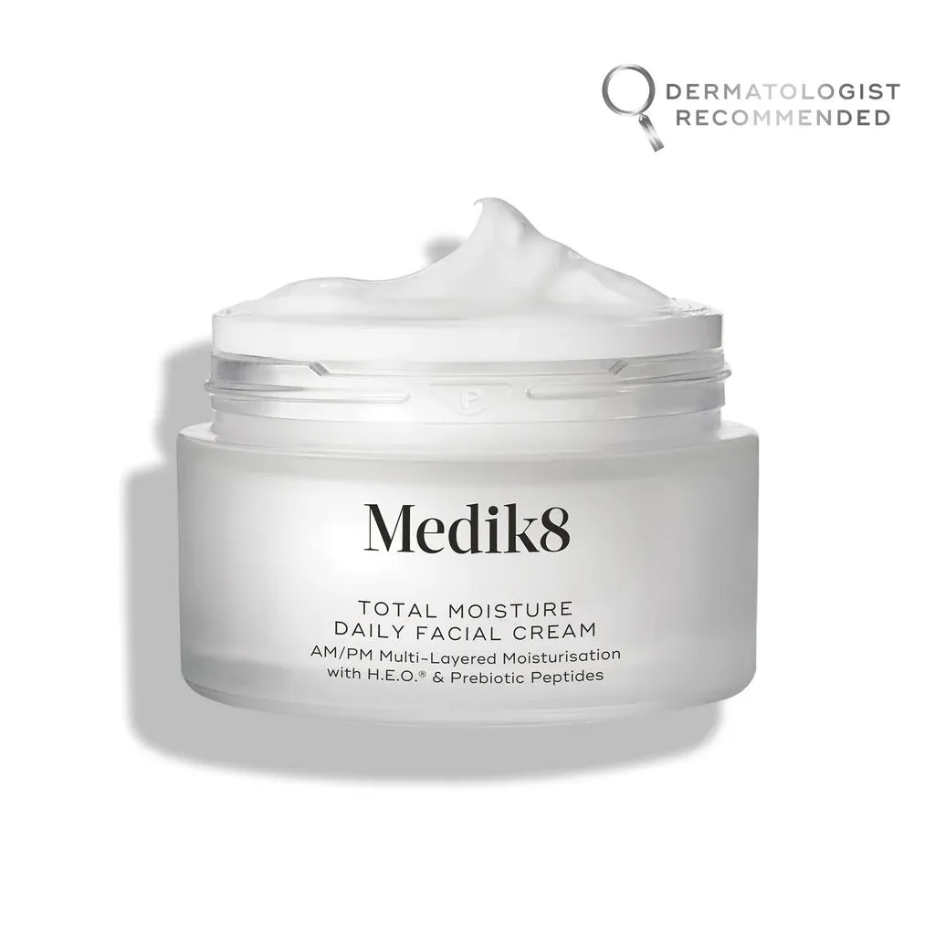 MediK8 Total Moisture Daily Face Cream 50ml (with Prebiotic Peptides, suitable for AM & PM)